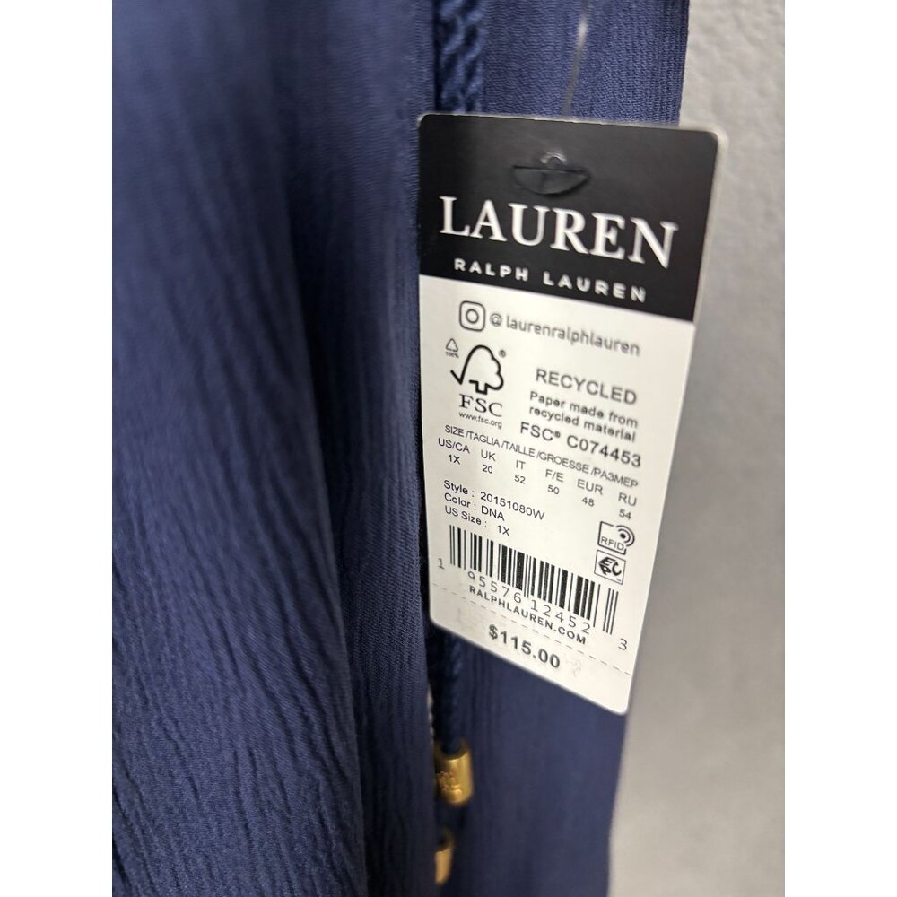 Lauren Ralph Lauren Women's V-Neck Tunic Swim Cover Up Blue Size 1X NWD - Picture 5 of 8